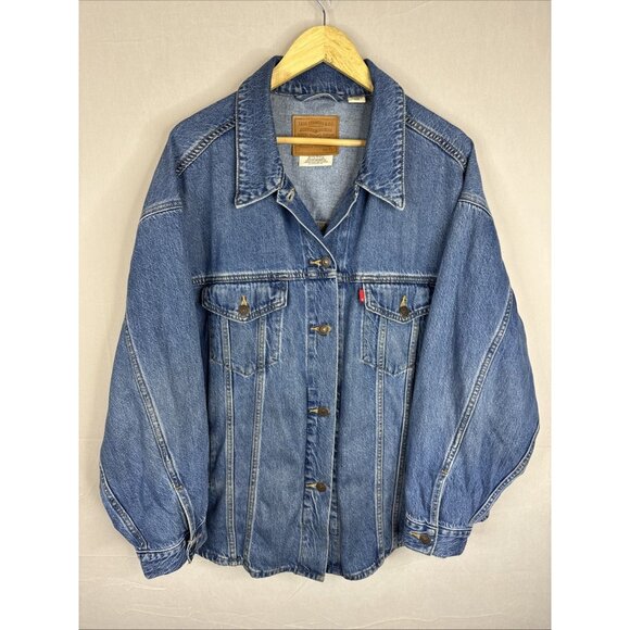 Levi’s Premium XL Denim Trucker Jacket Men’s Blue Lyocell Blend Relaxed Fit - Picture 1 of 9